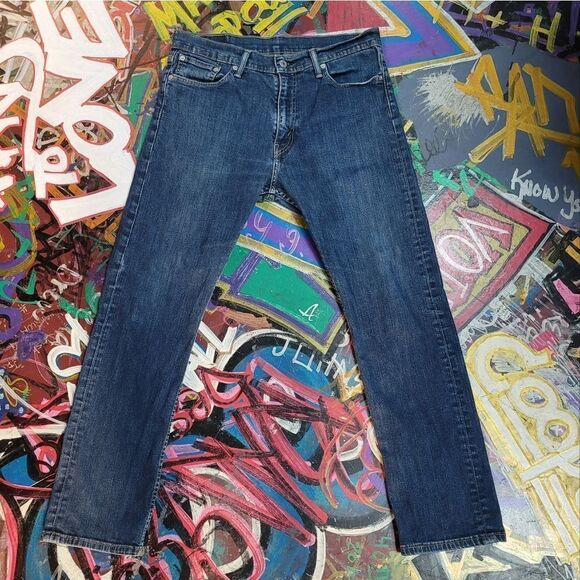 Levi's 513 Slim Straight Jeans W33 L30 - Made in Mexico, Classic Blue Denim - Picture 1 of 11